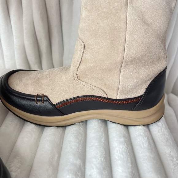 Lands End Calf High Suede Leather Rubber Sole Tan Winter Boots Size 6 - Picture 3 of 15